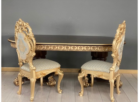 Стол овальный Изабелла (шпон, орех, патина золото)