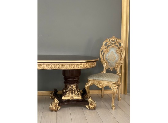 Стол овальный Изабелла (шпон, орех, патина золото)