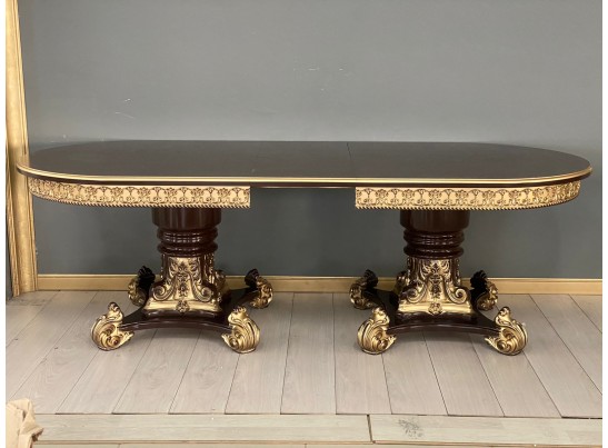 Стол овальный Изабелла (шпон, орех, патина золото)