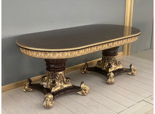 Стол овальный Изабелла (шпон, орех, патина золото)