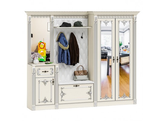 Прихожая Визит П-6 Белый/Ручная роспись серебром в Кургане