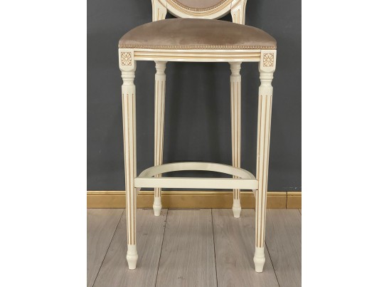 Стул барный Медальон (слоновая кость, патина золото)