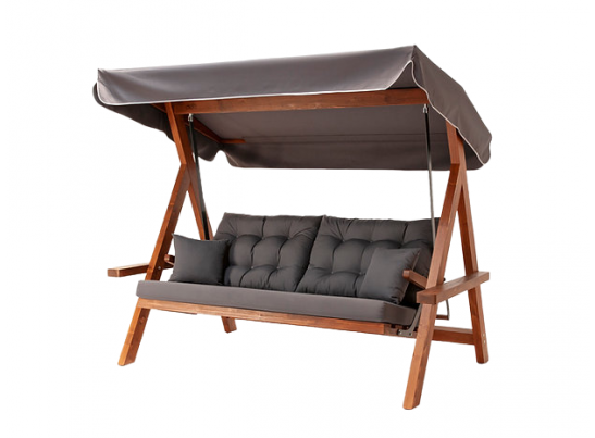 Деревянные качели Lyon с серыми подушками в Кургане