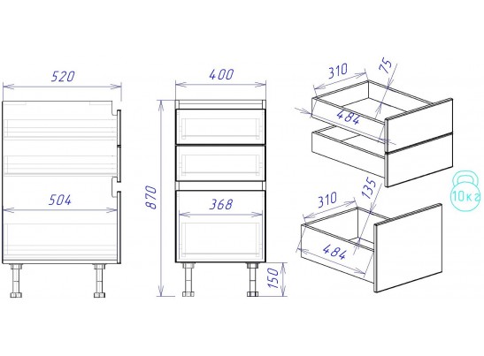 Стол с ящиками "Женева" 40 синий