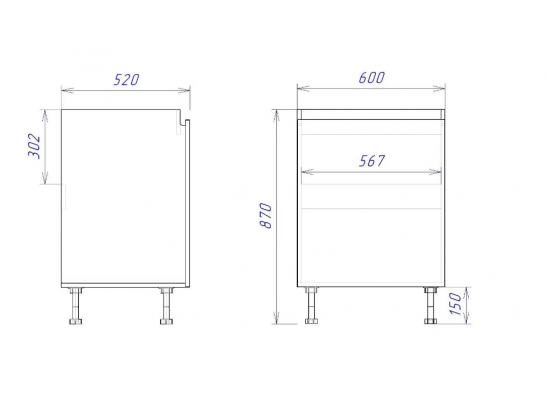 Стол под мойку "Женева" 60 синий
