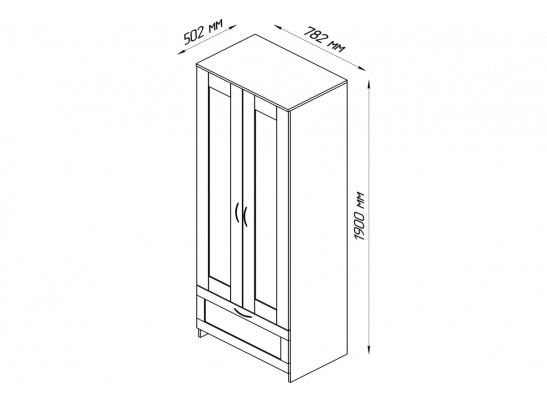 Шкаф 2 двери и 1 ящик СИРИУС 2 2.02.01.020.1 в Кургане