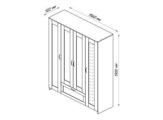 Шкаф 4 двери и 1 ящик с зеркалами СИРИУС 4 2.02.01.041.1 в Кургане