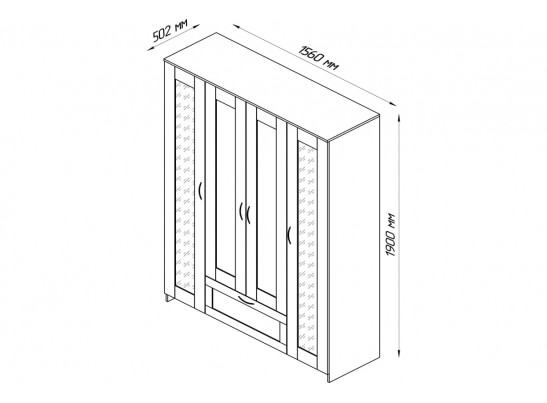 Шкаф Шведский Стандарт 4 двери и 1 ящик с зеркалами СИРИУС 4 2.02.01.042.1 в Кургане