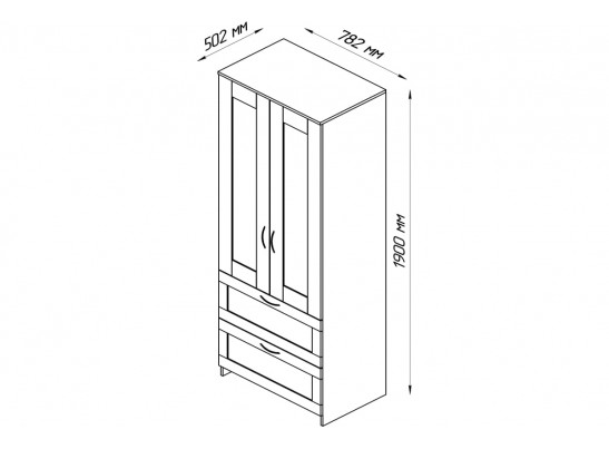 Шкаф 2 двери и 2 ящика СИРИУС 2 2.02.01.070.1 в Кургане