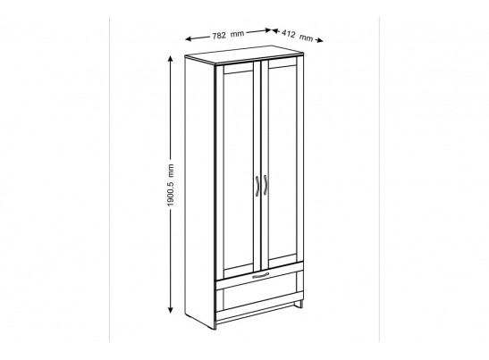 Шкаф 2 двери и 1 ящик СИРИУС 2 2.02.01.240.1 в Кургане
