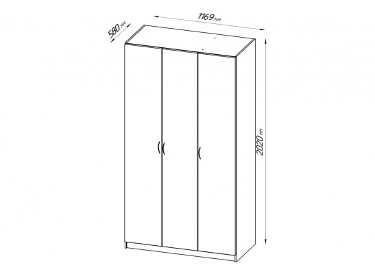 Шкаф ПЕГАС 3 двери 2.04.01.030.1 в Кургане