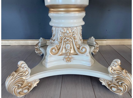 Стол круглый раскладной Изабелла 110(140) (слоновая кость, патина золото)