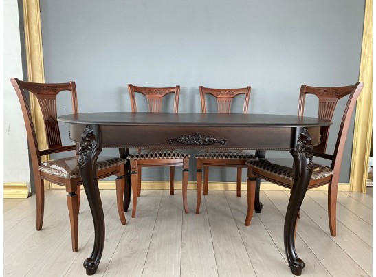 Стол овальный раскладной Розалия (темный орех, шпон)