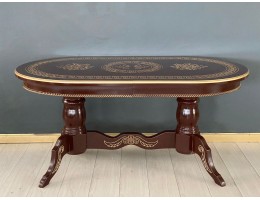 Стол овальный раскладной Милан (орех, золотая патина)