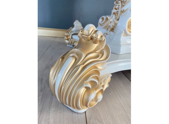 Стол круглый раскладной Изабелла 110(140) (белый, патина золото)