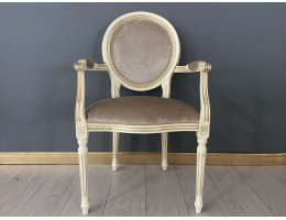 Стул с подлокотниками Медальон (слоновая кость, патина золото)