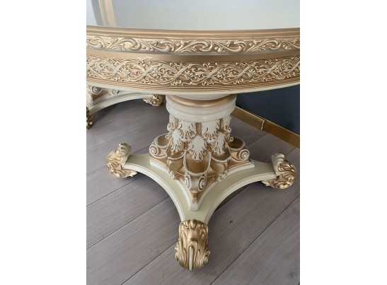 Стол овальный раскладной Версаль (слоновая кость, патина золото)