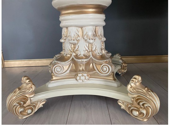 Стол овальный раскладной Версаль (слоновая кость, патина золото)