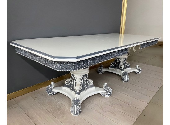 Стол прямоугольный Изабелла (белый, патина графит)