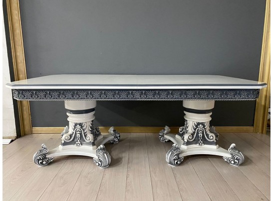 Стол прямоугольный Изабелла (белый, патина графит)