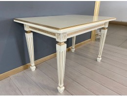 Стол прямоугольный раскладной Инфинити (слоновая кость, патина золото)