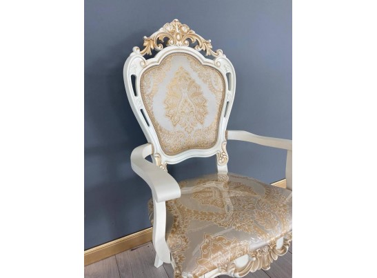 Стул Розалия с подлокотниками (слоновая кость, патина золото)