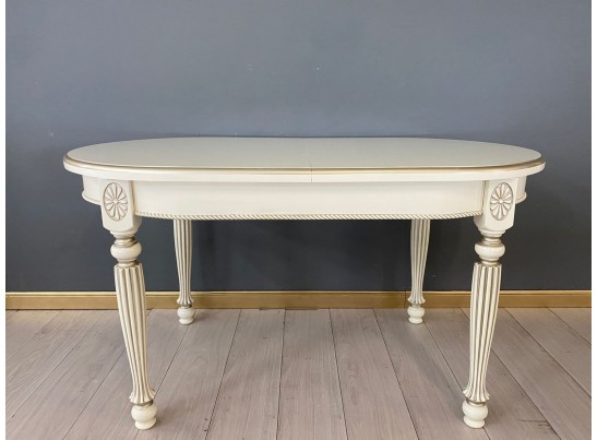 Стол овальный раскладной Азалия (слоновая кость, патина шампань)