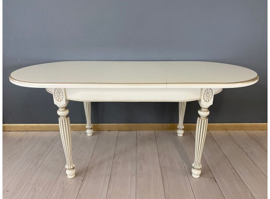 Стол овальный раскладной Азалия (слоновая кость, патина шампань)
