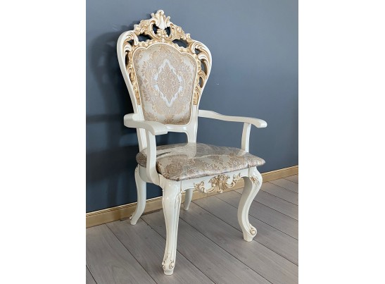 Стул с подлокотниками Роза (слоновая кость, патина золото)