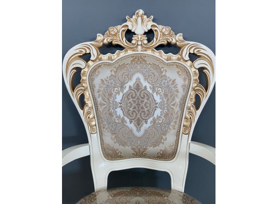 Стул с подлокотниками Роза (слоновая кость, патина золото)