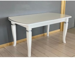 Стол полуовальный раскладной Цезарь (белый, серебро)