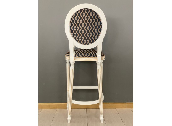 Стул барный Медальон (белый, патина золото)