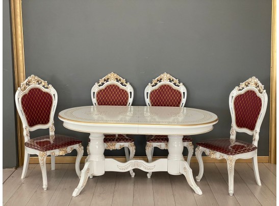 Обеденная группа Стол Милан и стулья Розалия (белый, патина золото) в Кургане