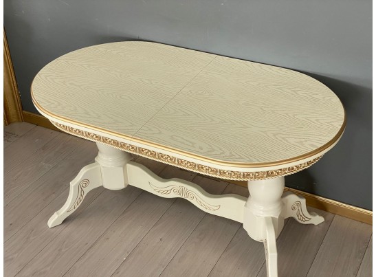 Стол овальный раскладной Верона с молдингом (слоновая кость, золото, шпон)