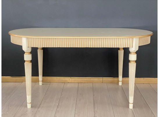 Стол овальный раскладной Азалия 2 (слоновая кость, патина золото)