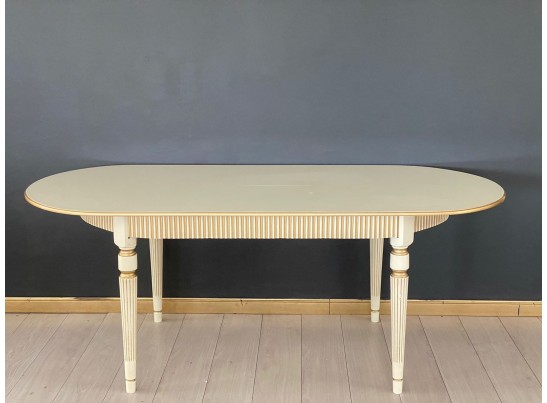 Стол овальный раскладной Азалия 2 (слоновая кость, патина золото)