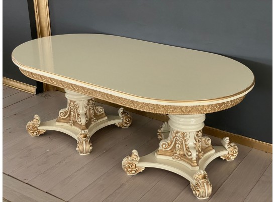 Стол овальный Изабелла (слоновая кость, патина золото)