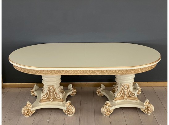 Стол овальный Изабелла (слоновая кость, патина золото)