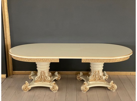 Стол овальный Изабелла (слоновая кость, патина золото)