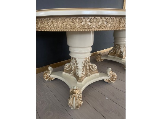 Стол овальный Изабелла (слоновая кость, патина золото)