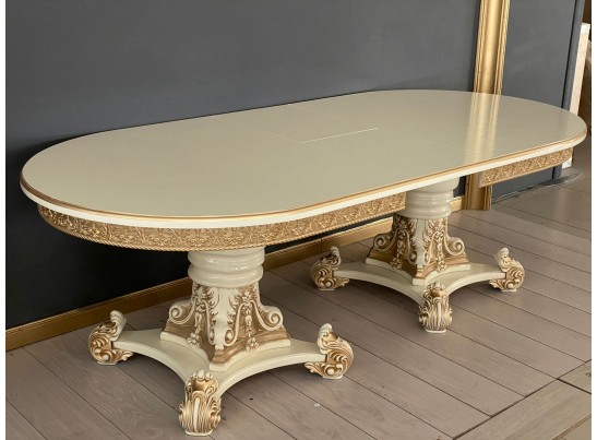 Стол овальный Изабелла (слоновая кость, патина золото)