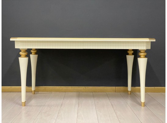 Стол прямоугольный раскладной Грация (слоновая кость, патина золото)