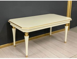 Стол прямоугольный раскладной Грация (слоновая кость, патина золото)
