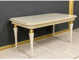 Стол прямоугольный раскладной Грация (лина, патина золото)