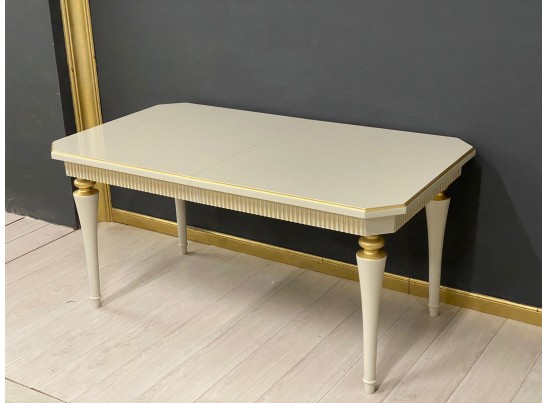 Стол прямоугольный раскладной Грация (лина, патина золото)