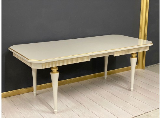 Стол прямоугольный раскладной Грация (лина, патина золото)