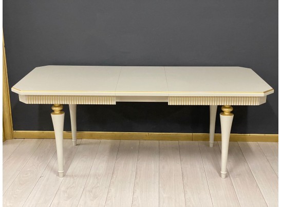 Стол прямоугольный раскладной Грация (лина, патина золото)