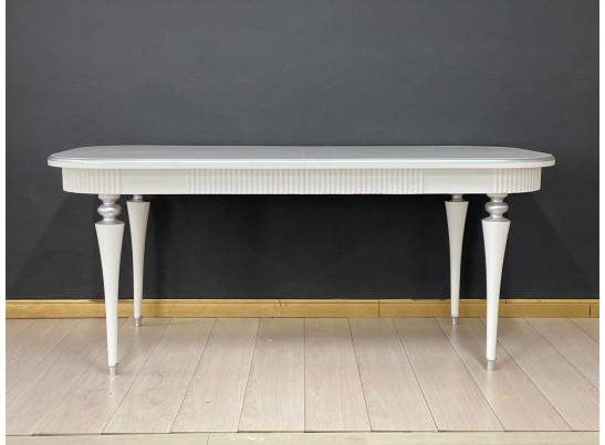 Стол овальный раскладной Грация Тип 2 (белый, патина серебро)