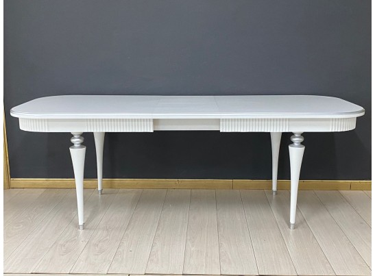Стол овальный раскладной Грация Тип 2 (белый, патина серебро)