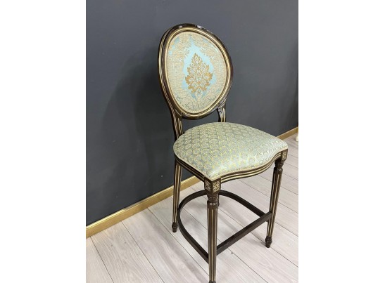 Стул барный Медальон (белый, патина золото)